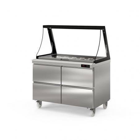 Table froide préparation couvercle en verre relevable DSDT-LGL